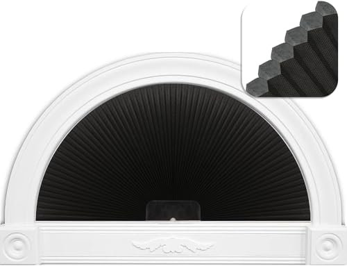 LUCKUP Bogen-Fensterschutz, Verdunkelung, Halbkreis, Plissees (Radius: 91,4 cm), Halbmond-Fensterschirme, schnurlos, halbrund, zellulär, einfach zu schneiden und zu installieren
