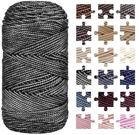 LEREATI Textilgarn zum Häkeln, 200g/200m Häkelgarn 2.5mm Baumwollgarn zum Häkeln & Stricken, Häkelwolle für Taschen Körbe Hut Teppiche Häkeln (Dunkelgrau)