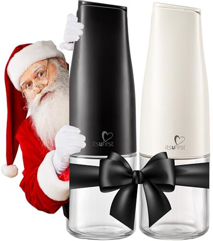 itsufirst® Olive Oil and Vinegar Dispenser Set – 2 x 500ml Glass Pourer Bottles, Auto Flip, Non Drip, Leakproof Oil Bottles for Kitchen Cooking, Celestial & Pure (Matte-Black + Off-White) Pack Of 2
