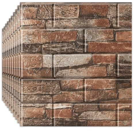 Beswitory 3D Brick Wallpaper Wall Stickers - Self-Adhesive and Waterproof Foam Panels, Easy to Install Peel and Stick Design for Home Decor, Roman red, 30-Pack