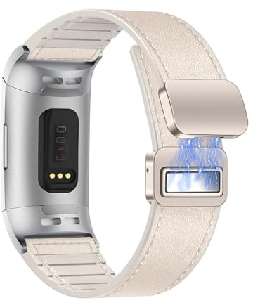 diNGK SPORTS Armband für Fitbit Charge 5/Charge 6 Band Leder & Weiches Silikon Sport Ersatzarmband Atmungsaktives Verstellbarer Lederarmband Kompatibel mit Fitbit Charge 5/Charge 6 Band (13)