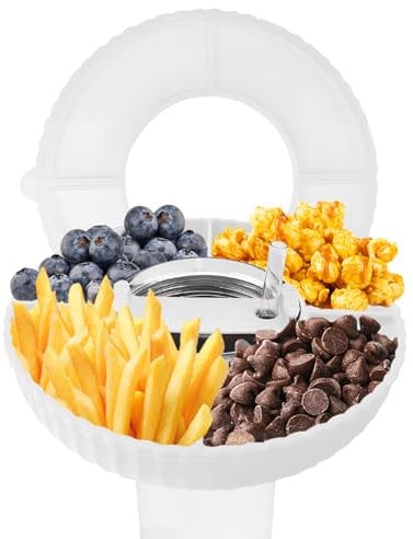 INSPUTOL Stanley Snack Tray, Stanley Cup Snack Tray For Stanley Cup Silicone Snack Bowl For Stanley Cup Accessories Snack Plate, Fits 40 Oz Quencher H2.0 Cup(White-No Cups)