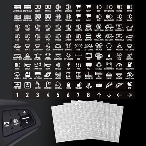 GOMAKERER 600 Stück Auto Schalttafel Aufklebers, Weiße Auto Switch ID Label Aufkleber Armaturenbrett Schalter Label Aufkleber Für Autos Boot Lkw 18x15mm