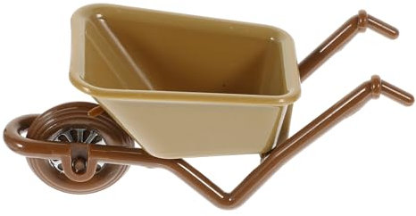 Toyvian modèle de Chariot brouette Mini Accessoires de Jardin féerique Panier de Jouets Chariots transpalette Manuel de Chariot de Simulation de Ferme pour Enfants Abdos Brown