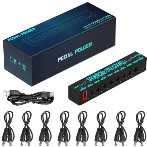 Swiixxer PEDAL POWER Pedal de Guitarra Power Efector de Guitarra Fuente de AlimentacióN 8 Salidas CC Aisladas Pedal de Efectos de Guitarra Accesorios de Guitarra