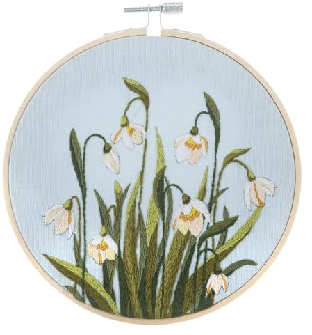Trimits Stickrahmen-Sets - Starter-Kit, enthält Bambus-Rahmengarne, Stoffnadelhalter und Anleitung, 15 cm (6 Zoll) - Schneeglöckchen