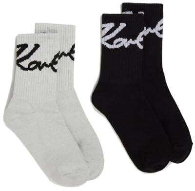 KARL LAGERFELD Damen Signature Lurex Socks (2 Pack) Cannoli Creme/Schwarz One size