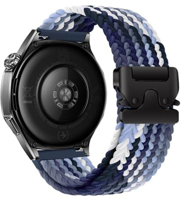 Passend for Huawei GT5/Watch 3 Pro/GT4 Watch. Geflochtenes Nylon-Loop-Armband mit Fallschirmschnalle.(Blueberry,22mm)