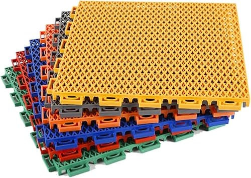Basketball Court Modular Interlocking Floor Tiles， Stadium basketball court outdoor waterproof plastic floor mat6pcs(Gris)