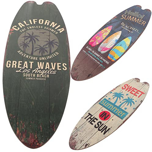 PartyKindom 3 Stück Surfbrett-dekoration Ästhetisch Surfboard -wandkunst Planke Küstendekor Groß Surfzubehör Dekorativ Surf-kunst Surfbretter Strand Nautisch Surfbrett Wanddekoration Hölzern