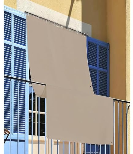 INTRECCI Tenda da Sole per Esterno, Tenda da Sole per Balconi, Impermeabile, a Caduta, 290x300 cm con Occhielli Laterali, Telo Ombreggiante, Riduce Luce e Calore, Migliora la Privacy, Colore Tortora