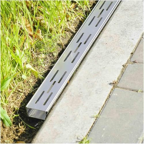 AVLLSO Canaleta de desagüe Canal Drenaje Acero Inoxidable 100cm Rectangular - Kit con Rejillas para Jardín Garaje Cocina(100x15x8cm/39.4x5.9x3in)