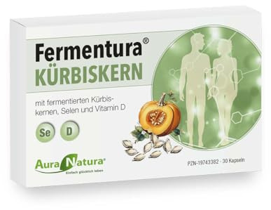 Fermentura® Kürbiskern Kapseln – Fermentierter Kürbiskernextrakt mit Selen & Vitamin D3 – zur Unterstützung der Blasengesundheit & Harnwege – vegetarisch | 30 Kapseln, 1 Monat Vorrat