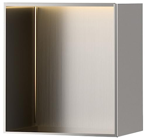 XDAWQP Duschnische aus Edelstahl, wasserdichter einteiliger Nischenschrank mit Beleuchtung, Ablagefläche für Bad/Shampoo/Toilettenartikel, einfache Installation，32x32x12.5cm