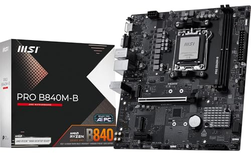 MSI Scheda madre PRO B840M-B, mATX, supporta processori AMD Ryzen 9000/8000/7000, AM5 - DDR5 Memory Boost (8000+ MT/s OC), PCIe 4.0 x16, M.2 Gen4, 2.5G LAN