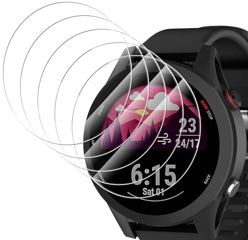 Simpeak 5 Pièces Protection d'Ecran Compatible pour Garmin Forerunner 255/255 Music Film de Protection en Verre Trempé Dureté 9H, Anti-Rayures, Tactile Sensible