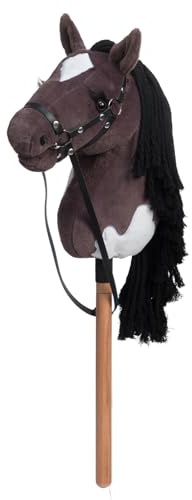 BEJOY Stick Horse Hobby - Cavallo su bastone con cavezza e redini, regalo per bambini e ragazze, grande cavallo hobby, viola grigiastro