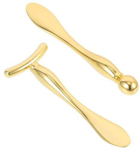 Alipis 2stücke Förmige Augenmassagegeräte Aus Legierung Schönheitsroller Hautpflegeprodukte Augenpflege-tools Faltenreduktion Schwellungsreduktion Make-up-tool Gesichtspflege