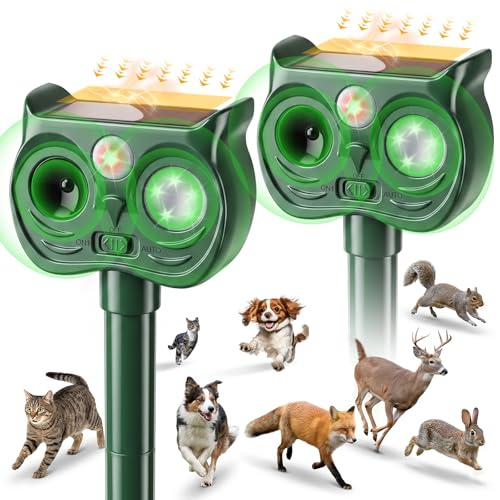 Ciomexiy 2 Stück Katzenschreck Garten Ultraschall Solar