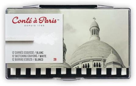 Conté à Paris 12 Count 2B Sketching Crayons Set, White