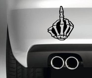 Skeleton Middle Finger CAR Bumper Sticker Funny Bumper Sticker CAR Van 4X4 Window PAINTWORK Decal Graphic