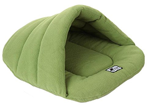 Gullor Hiver Confortable et Chaleureux Chien Chat Lapin Coussin Demi-Sac de Couchage lit Couvert - Vert (M)