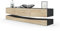 Vladon Lowboard City, Made in Germany, TV-Kommode mit Sockelelement, 1 offenem Fach und 3 Schubkästen, Schwarz matt/Eiche Sägegrau (178 x variabel x 39 cm)