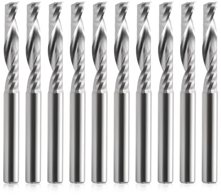 EU_HOZLY 4mm x22MM Silber Metall CNC Router Bits Single Flöte Werkzeuge Staubfreies Pack von 10