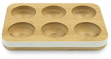 Pebbly - Bamboo Egg Tray - White and Natural - 17x12x3cm - Ideal for storing eggs at room temperature - Holds 6 eggs