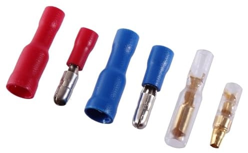 50x Rundstecker SET Rundhülse Rundsteckhülsen 3,5mm 4mm 0,5-2,5mm² Kabelschuh (Blau)