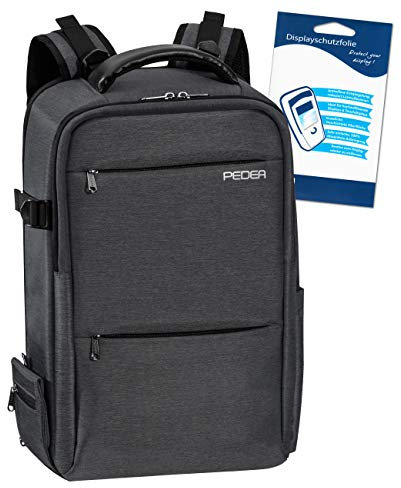 PEDEA DSLR-Kamerarucksack Noble mit Displayschutzfolie für Panasonic Lumix DMC-G2 / Pentax K-S2 / Ricoh GR II / Sony Alpha 68 / Canon EOS 6D Mark II 80D 750D 800D 1000D 4000D, grau