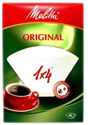 Melitta, 40 Filtres à Café, Taille 1x4, Pour Cafetière à Filtre, Original, Blanc