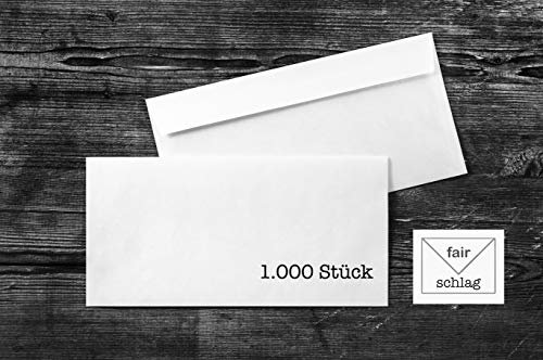 FairSchlag Briefumschlag Din Lang 1.000 Stück weiß selbstklebend ohne Fenster, weißer haftklebender Briefumschlag mit grauem Innendruck für Sichtschutz, 22 x 11cm, ohne Lecken