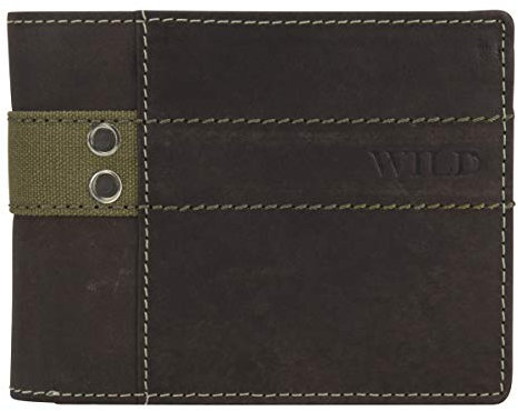 HMT Herren Leder Geldbörse Portemonnaie Portmonee Geldbeutel WILD Querformat braun 10200, Farbe:Braun