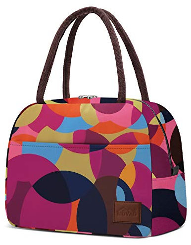 Moyad Kühltasche Klein Lunch Bag mit Reißverschluss Mini Kühlbox Einkaufstasche Auto Isoliertasche zur Arbeit Schule Faltbar Wasserdicht Reißverschluss Damen 12L Gepunktet