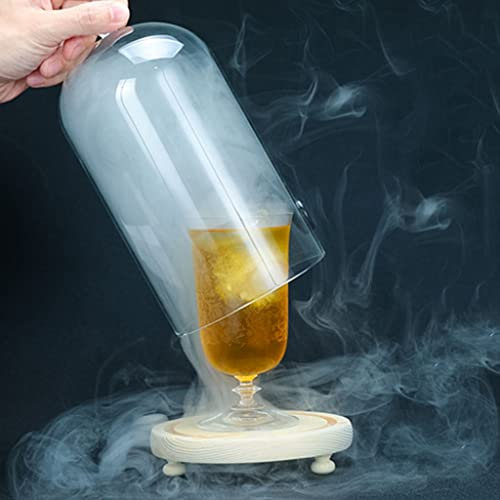 GaoYunQin Smoking Gun Große Glasglocke Bell Jar Dome mit Bambusschale, Cocktails Essen Rauchinfusor Zubehörteil, 28,5 cm X 14,6 cm