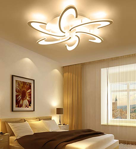 LED Modern Deckenlampe Deckenleuchte Dimmbar mit Fernbedienung Weiß Rund Ring Design 6-flammig Decke Licht für Schlafzimmer Wohnzimmer Studierzimmer Kinderzimmer Büro Minimalistisch Beleuchtung Ø80cm