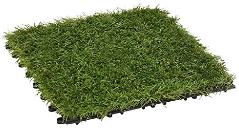 vidaXL 22x Kunstrasen Fliese Rasenfliesen Balkon Terassenfliesen Fliesen Bodenfliesen Grasfliesen Grasmatte Terrasse Balkon Grün 30x30cm