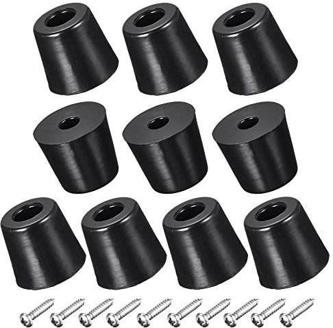 sourcing map 16 Stück Runde Schwarze Gummifüße mit Edelstahlschrauben und Unterlegscheibe, Gummipuffer Schraubfeste Gummifüße 19mm Breite x 17mm Höhe für die Meisten Möbelgeräte