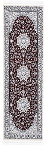 carpetfine Orientteppich Nain Diane Rot 60x180 cm Läufer | Tradtioneller Teppich für Schlaf- und Wohnzimmer