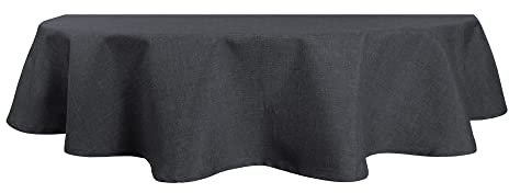 Tischdecke oval Leinenoptik 130x220 cm Lotuseffekt Tischwäsche Wasserabweisend Tischtuch Fleckenabweisend Bügelfrei Abwischbar Waschbar Innen und Außen Perleffekt (Anthrazit, 130 x 220 cm)