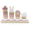 Elefantasie Stapelringe aus Holz rosa personalisierbar mit Name und Geburtsdaten Baby Geschenk mit Gravur