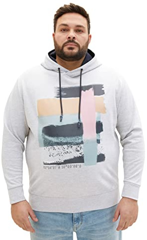 TOM TAILOR Herren Plussize Hoodie Sweatshirt mit Print