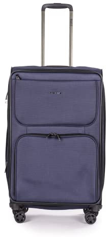 Stratic Bendigo Light + Koffer Weichschale Reisekoffer Trolley Rollkoffer mittelgroß, TSA Kofferschloss, 4 Rollen, Erweiterbar, Größe M, Navy