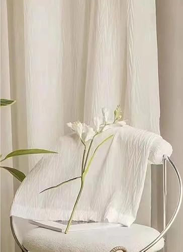 Lactraum Gardine Wohnzimmer Schwalbenschwanz zerknittert Vorhang Voile Weiß mit Kräuselband H245 x B100 cm