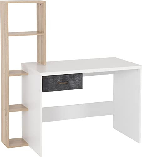 Seconique Nordic Computer Desk in White/Distressed Effect