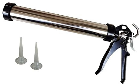 ANZHUO Sausage caulking Gun Stainless Steel Tube tools Manual Sausage Caulking Gun 20 oz 12:1 Drive Used for the installation of glass, tiles, bathrooms, kitchens, advertisements, etc (1 piece)