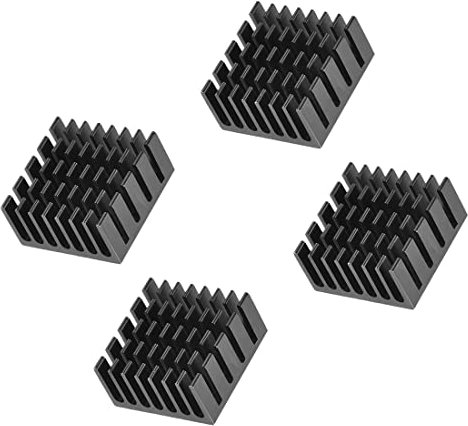 PATIKIL 10x20x20mm Alluminio Dissipatore Calore, 4pz Termico AdesivoTampone Raffreddatore per Raffreddamento Stampanti 3D, Nero