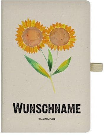 Mr. & Mrs. Panda DIN A4 Personalisiertes Notizbuch Blume Sonnenblume - Personalisierte Geschenke, zusammen, Vertrauen, Schreibbuch DIN A4 Mit Text,