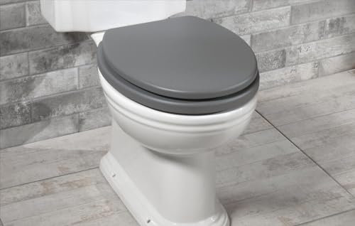 EZ Pack Solid MDF Universal 18 Charcoal Grey Toilet Seat Range Novelty Modern Wooden Bathroom Easy Clean with Fixtures